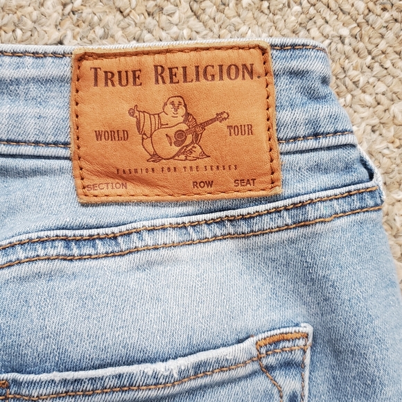 True Religion 24 Y2K Indie Sleeze Hippie Grunge Mid Rise Shadow Hem Skinny Jeans - Picture 9 of 13